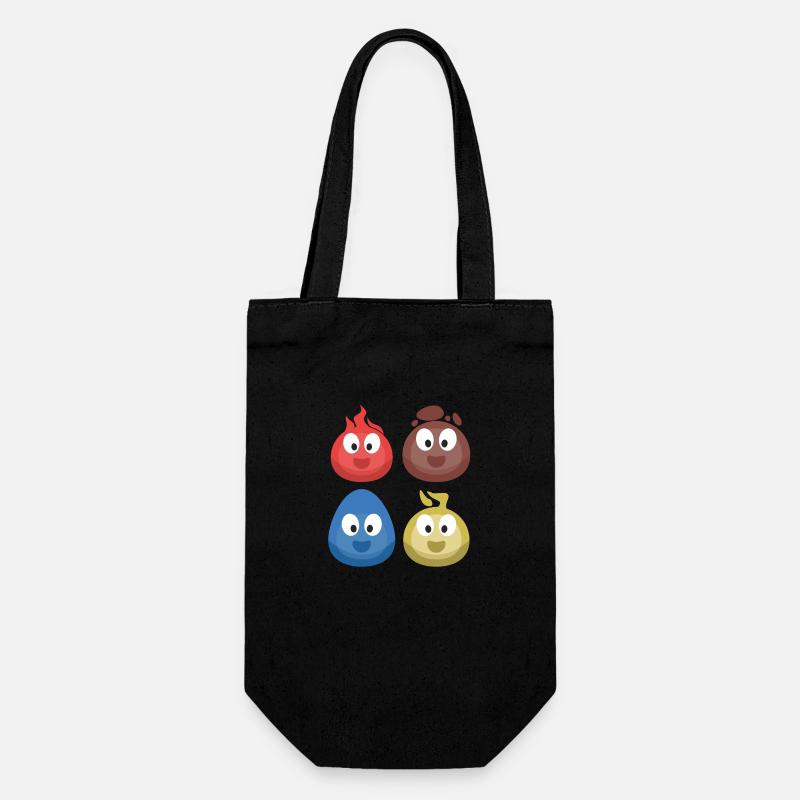 4 éléments (feu, terre, eau, air) (bulle) - Sac à bouteille - noir
