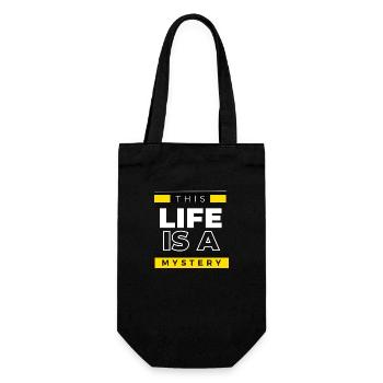 Life is a mystery - Mit grellem Gelb Streifen - Geschenkbeutel für Flaschen - Schwarz - Vorne