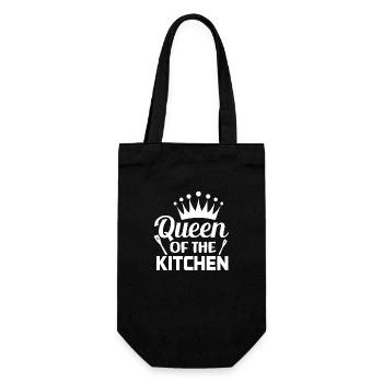 Queen Of The Kitchen. Kitchen Quote, Baking Quote - Gift Bag for Bottles - black - Front