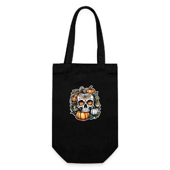 Halloween - Skelett und Kürbis - Geschenkbeutel für Flaschen - Schwarz - Vorne