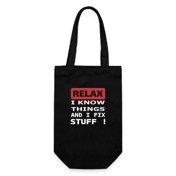 Relax I know things and I fix stuff ! - Gift Bag for Bottles - black - Front