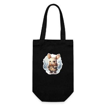 Lapin avec écharpe et veste dans la neige - Sac à bouteille - noir - Devant