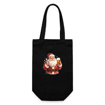 Weihnachtsmann Bier Weihnachten Prost Lustig Humor - Geschenkbeutel für Flaschen - Schwarz - Vorne