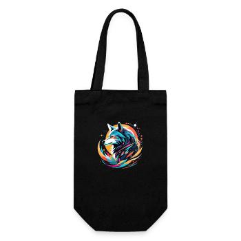 Wolf and Mountain - Protective Nature - Gift Bag for Bottles - black - Front