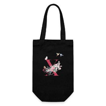 Brief x floral - Geschenkidee - Geschenkbeutel für Flaschen - Schwarz - Vorne