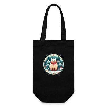 Cute Bear In Ornament, Love Bears - Gift Bag for Bottles - black - Front