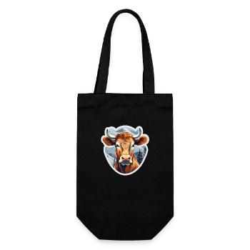 Winter alpine cow - Gift Bag for Bottles - black - Front