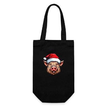 Pig Christmas Animal Head Sow - Gift Bag for Bottles - black - Front
