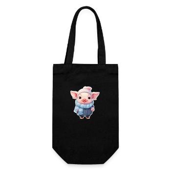 Cute piggy is cold - Gift Bag for Bottles - black - Front