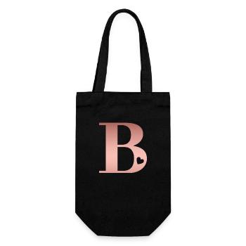 letter B rose gold - Gift Bag for Bottles - black - Front