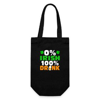 0 % Irish 100 % Drunk - Geschenkbeutel für Flaschen - Schwarz - Vorne