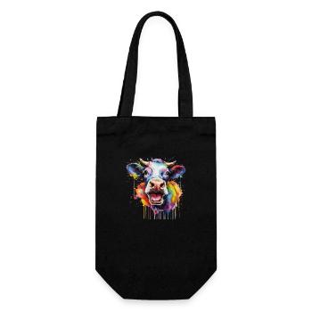 Colorful Cow Pop Art, Cow Rainbow, Animal - Gift Bag for Bottles - black - Front