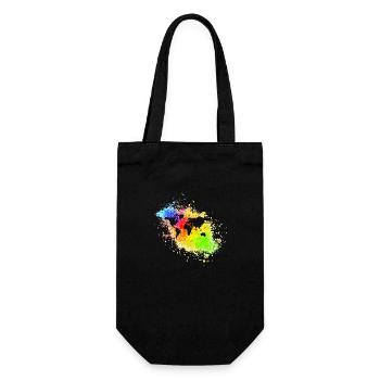 World in front of rainbow speckles - Gift Bag for Bottles - black - Front