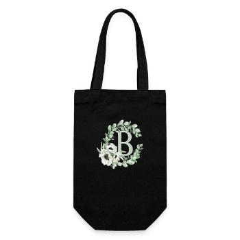 Buchstabe B mit Blumen - Geschenkbeutel für Flaschen - Schwarz - Vorne