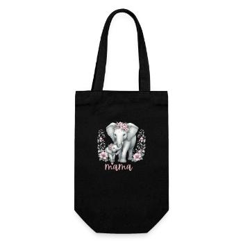 Mama Heart Floral Wreath Elephant Baby Shower - Gift Bag for Bottles - black - Front