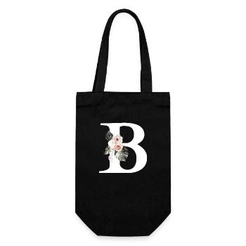 Lettre b floral tropical - Sac à bouteille - noir - Devant