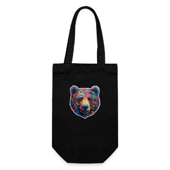 Bär psychedelisch - Geschenkbeutel für Flaschen - Schwarz - Vorne