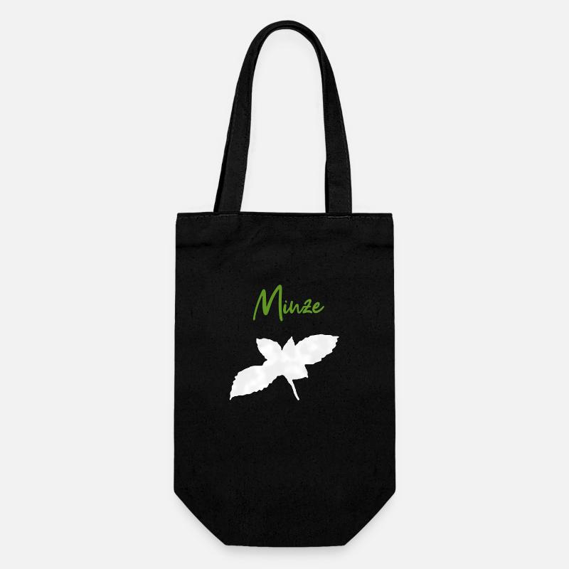 Minze Pfefferminze - Geschenkbeutel für Flaschen - Schwarz