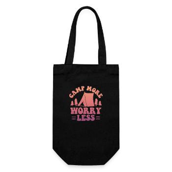 Camp More Worry Less Camping - Geschenkbeutel für Flaschen - Schwarz - Vorne