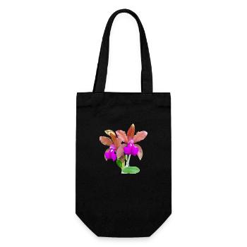 Orchid Cattleya Hybrid Bronze Blossom Orchids - Gift Bag for Bottles - black - Front