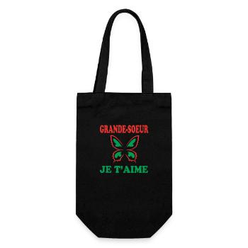 GROSSE SCHWESTER, ICH LIEBE DICH - Geschenkbeutel für Flaschen - Schwarz - Vorne