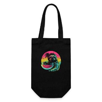 Sloth Animal Sloth Wilderness Beach Palm Trees - Gift Bag for Bottles - black - Front
