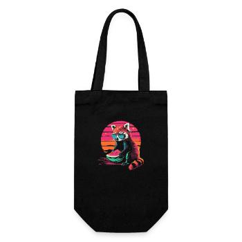 Roter Panda Katzenbär Red Panda Wassermelone Cool - Geschenkbeutel für Flaschen - Schwarz - Vorne