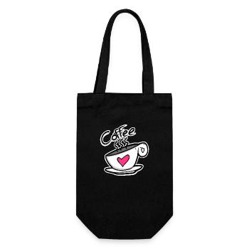 Kaffeeherz – Koffein mit Liebe serviert! - Geschenkbeutel für Flaschen - Schwarz - Vorne