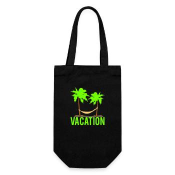 Vacation Text Hammock Sleeping Under 2 Palm Trees - Gift Bag for Bottles - black - Front