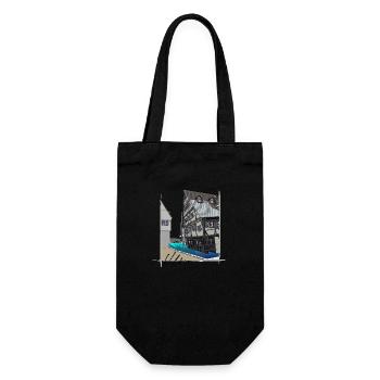 Ulm // Schiefes Haus // Illustration - Geschenkbeutel für Flaschen - Schwarz - Vorne