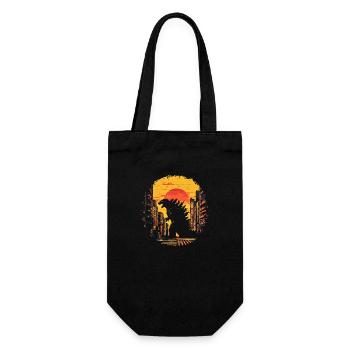 Kaiju Monster Design Sunset Geschenkidee - Geschenkbeutel für Flaschen - Schwarz - Vorne