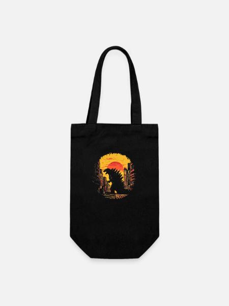 Kaiju Monster Design Coucher de soleil idée cadeau - Sac à bouteille - noir