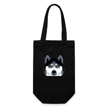 Hund Weißer Husky Gesicht Kopf Schöne Rasse Cool - Geschenkbeutel für Flaschen - Schwarz - Vorne