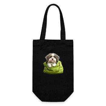 Sweet Companion – Fluffy Joy in a Green Bag - Geschenkbeutel für Flaschen - Schwarz - Vorne