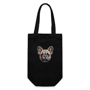 Französische Bulldogge – verspielt und voller Charme - Geschenkbeutel für Flaschen - Schwarz - Vorne