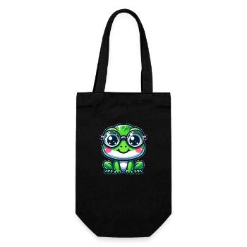 Süßer Frosch mit Brille - Geschenkbeutel für Flaschen - Schwarz - Vorne
