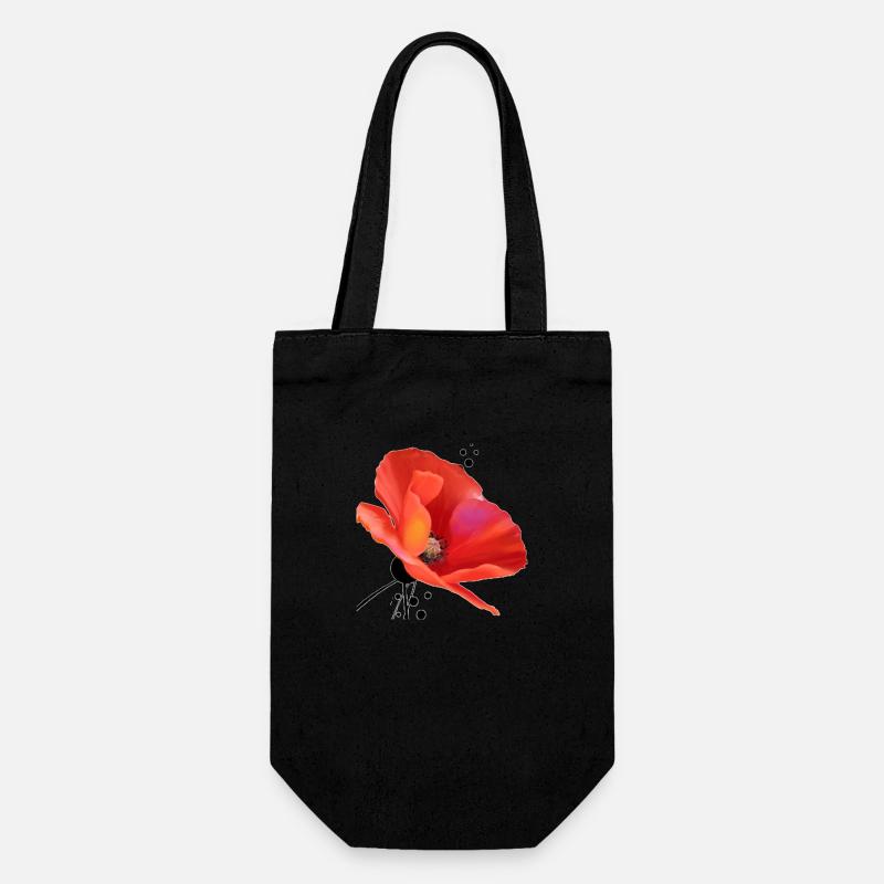 Mohn - Geschenkbeutel für Flaschen - Schwarz