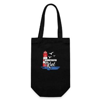 Kiel Heimathafen Hafenstadt Möwe Leuchtturm Ostsee - Geschenkbeutel für Flaschen - Schwarz - Vorne