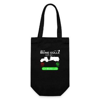 Landwirt Gülle Güllefahrer ruft an Spruch Lustig - Geschenkbeutel für Flaschen - Schwarz - Vorne