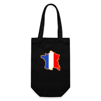 map of France blue flag white red - Gift Bag for Bottles - black - Front