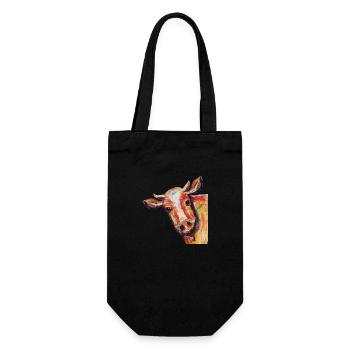 popart Kuh, abstrakte Kunst - Geschenkbeutel für Flaschen - Schwarz - Vorne