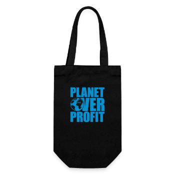 planet over profit Zitat - Geschenkbeutel für Flaschen - Schwarz - Vorne