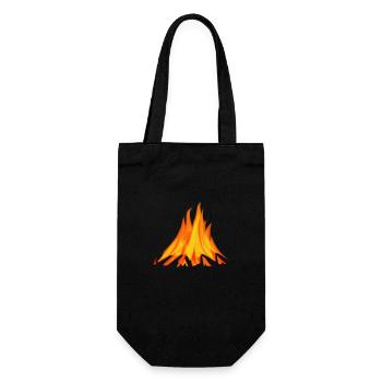 Lagerfeuer Camping Natur Falmmen Feuer Flamme 10 - Geschenkbeutel für Flaschen - Schwarz - Vorne