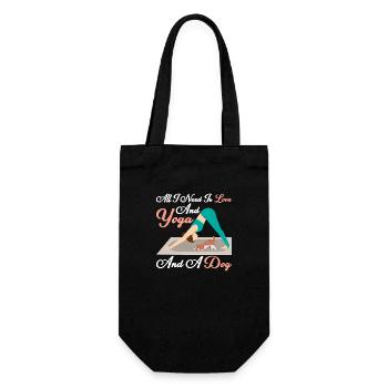 Tout ce dont j’ai besoin, c’est d’amour, de yoga et d’amour pour une pose de chien - Sac à bouteille - noir - Devant
