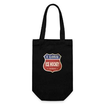 Eishockey I Love Vintage Retro Schild Route Sport - Geschenkbeutel für Flaschen - Schwarz - Vorne