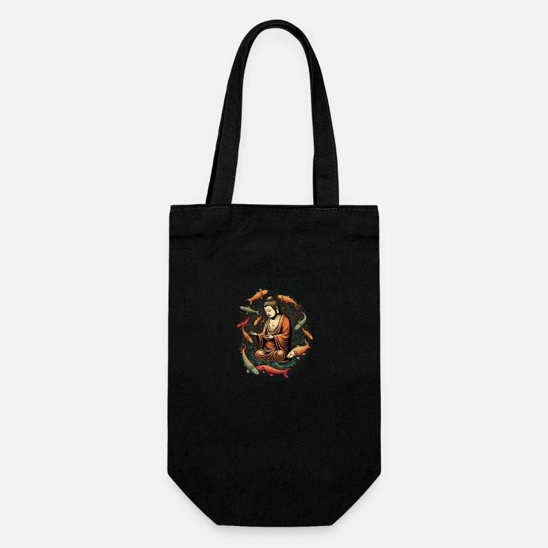BUDDHA bei der Fische - Geschenkbeutel für Flaschen - Schwarz