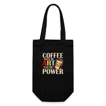 Coffee Gives Me Art Teacher Power Artist Education - Gift Bag for Bottles - black - Front