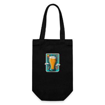 Bier Illustration - Geschenkbeutel für Flaschen - Schwarz - Vorne