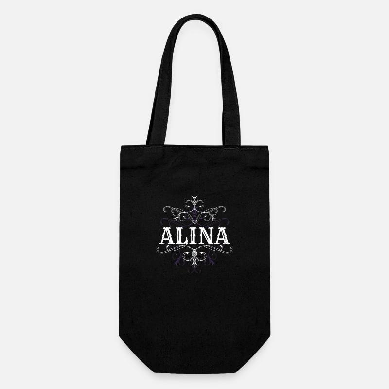 Alina Surname First Name Personalized - Gift Bag for Bottles - black