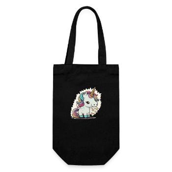 Licorne colorée douce mignonne bande dessinée bande dessinée - Sac à bouteille - noir - Devant